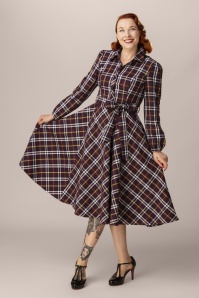 Hearts & Roses - Exclusivité Topvintage ~ Robe swing à carreaux Francine en bordeaux 2