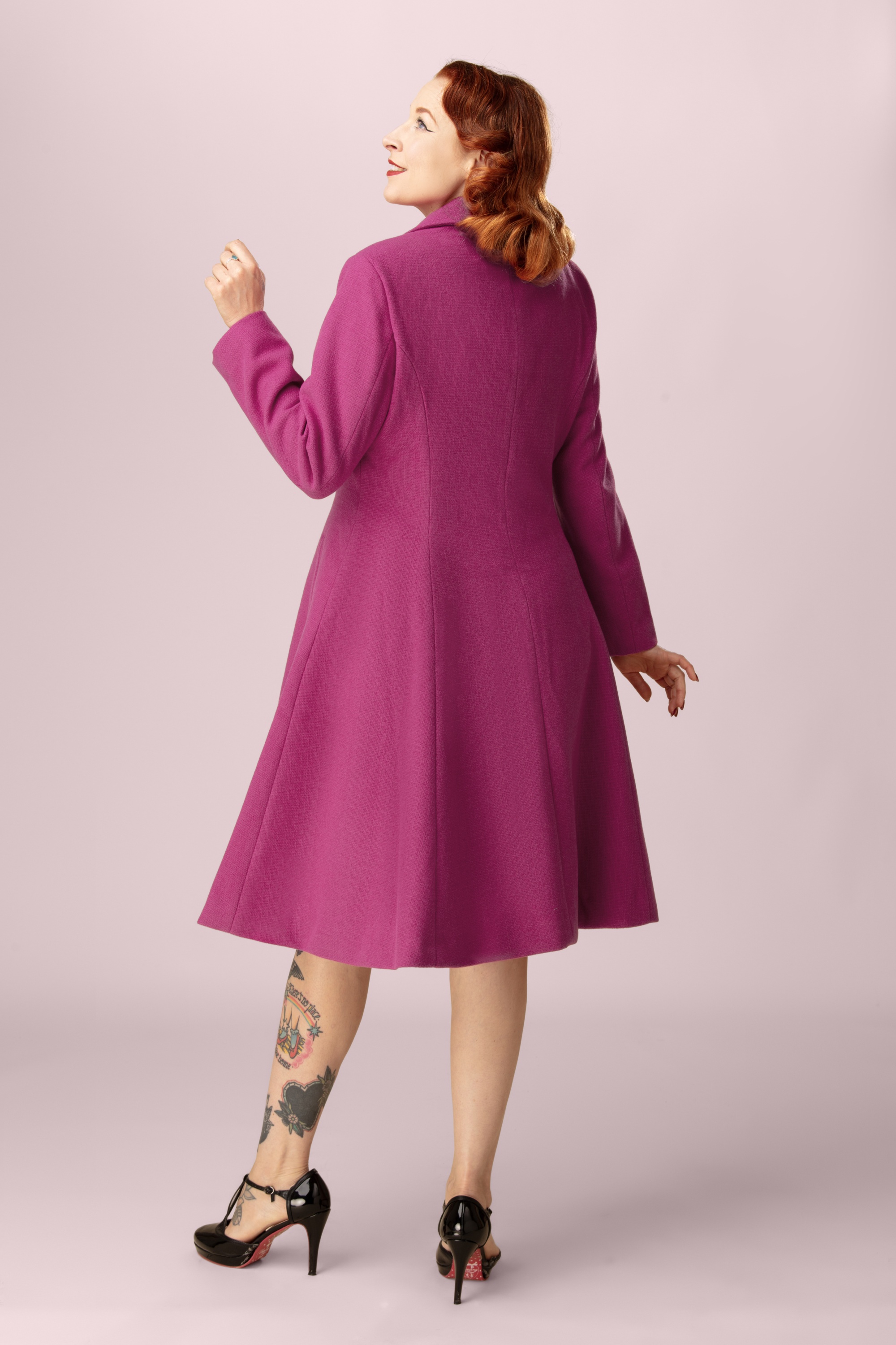 Hearts & Roses - Exclusivité Topvintage ~ Manteau évasé Vanity en rose 3