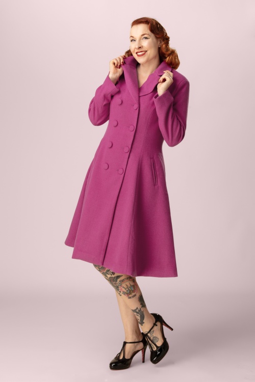 Hearts & Roses - Exclusivité Topvintage ~ Manteau évasé Vanity en rose
