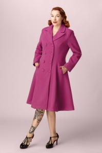 Hearts & Roses - Exclusivité Topvintage ~ Manteau évasé Vanity en rose 2