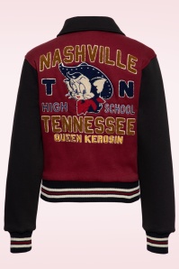 Queen Kerosin - Blouson américain Nashville High School en rouge et noir 2