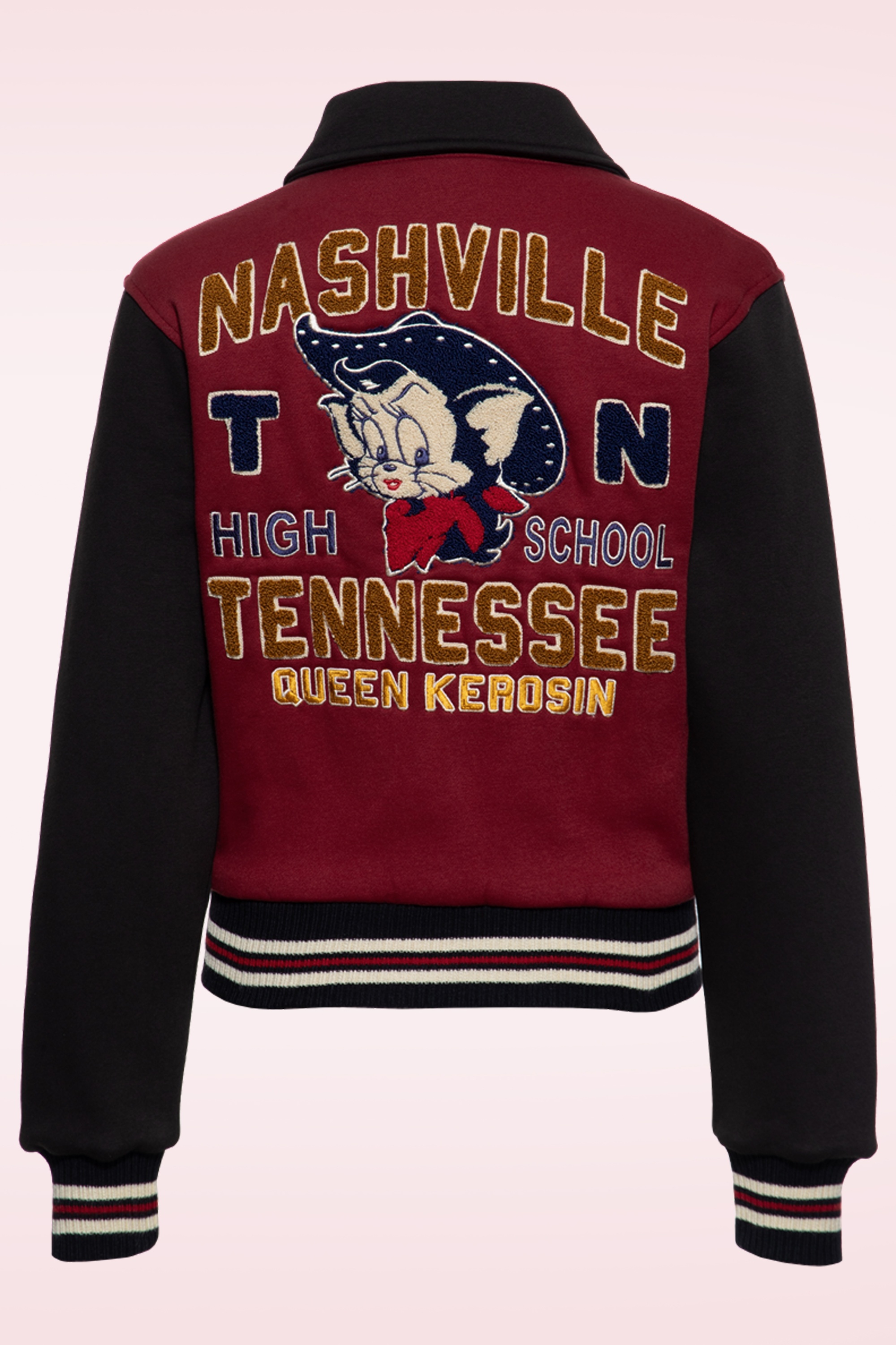 Queen Kerosin - Blouson américain Nashville High School en rouge et noir 2