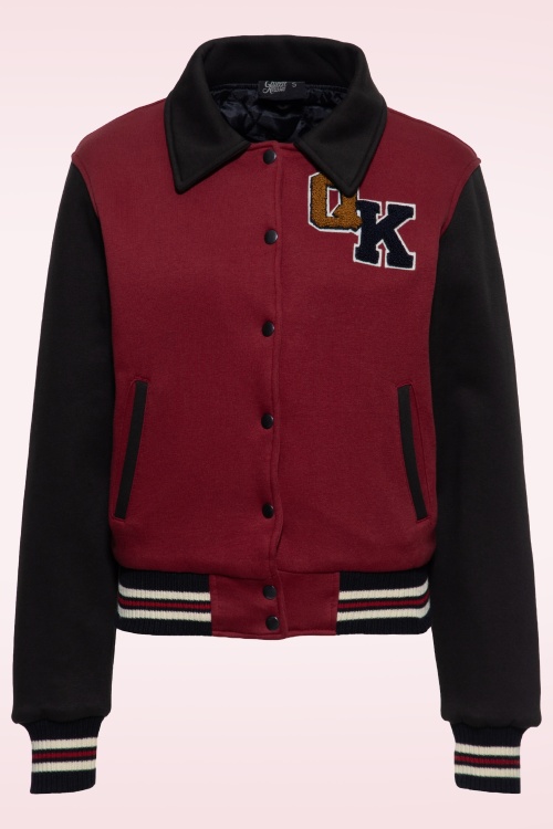 Queen Kerosin - Blouson américain Nashville High School en rouge et noir