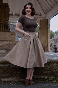Miss Candyfloss - Cathy Sadie Tartan Swing Skirt in Sand