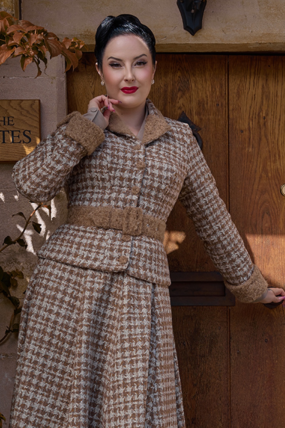 Miss Candyfloss - Jessamine Sadie Tartan Blazer in Brown and Sand