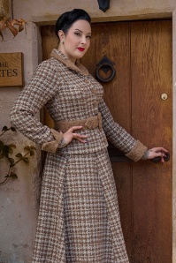 Miss Candyfloss - Jessamine Sadie Tartan Blazer in Brown and Sand 2