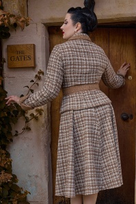Miss Candyfloss - Jessamine Sadie Tartan Blazer in Brown and Sand 3