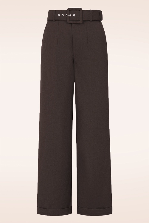 Banned Retro - Pantalon Joanna en marron 2