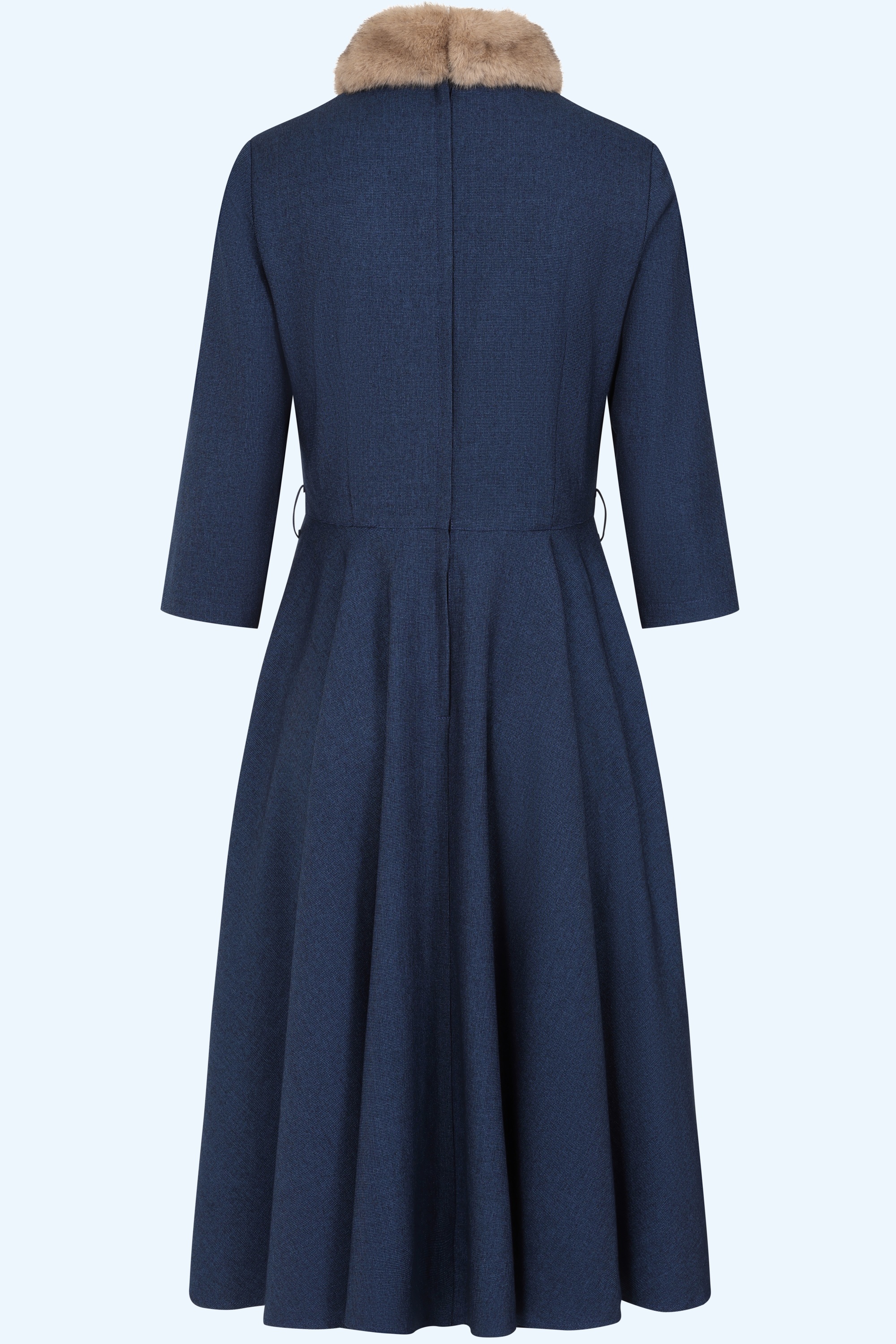 Banned Retro - Lorna Swingkleid mit Kunstfellkragen in Dunkelblau 2