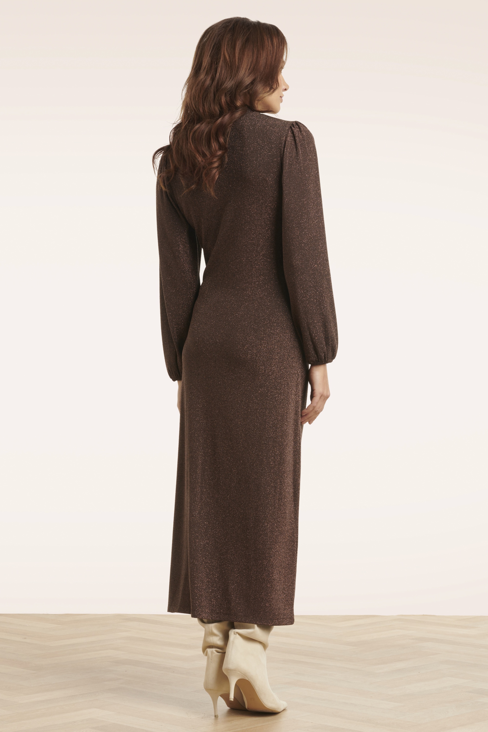 Smashed Lemon - Robe midi Afterglow en marron 7