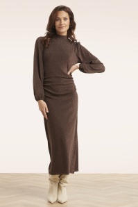 Smashed Lemon - Robe midi Afterglow en marron 3