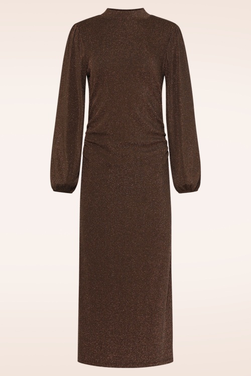 Smashed Lemon - Robe midi Afterglow en marron 2