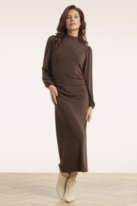 Smashed Lemon - Robe midi Afterglow en marron 4