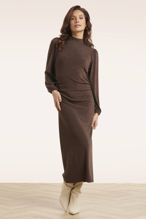 Smashed Lemon - Robe midi Afterglow en marron 4