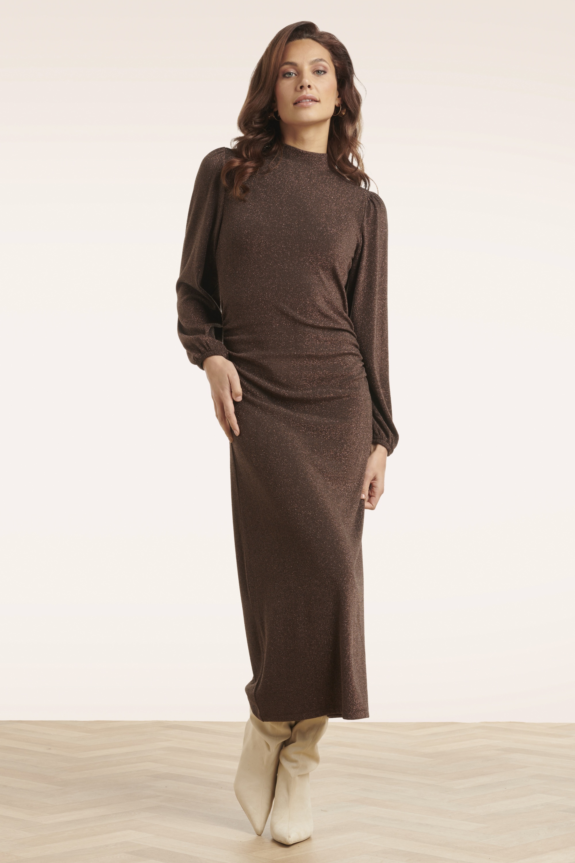 Smashed Lemon - Robe midi Afterglow en marron 4