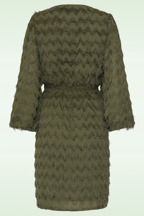 Smashed Lemon - Mila Fringe Festliches Kleid in Armygrün 6