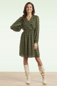 Smashed Lemon - Mila Fringe Festliches Kleid in Armygrün 4