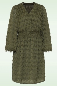 Smashed Lemon - Mila Fringe Festliches Kleid in Armygrün 2