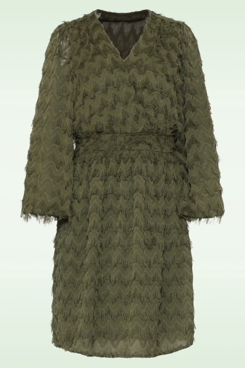 Smashed Lemon - Mila Fringe Festliches Kleid in Armygrün 2