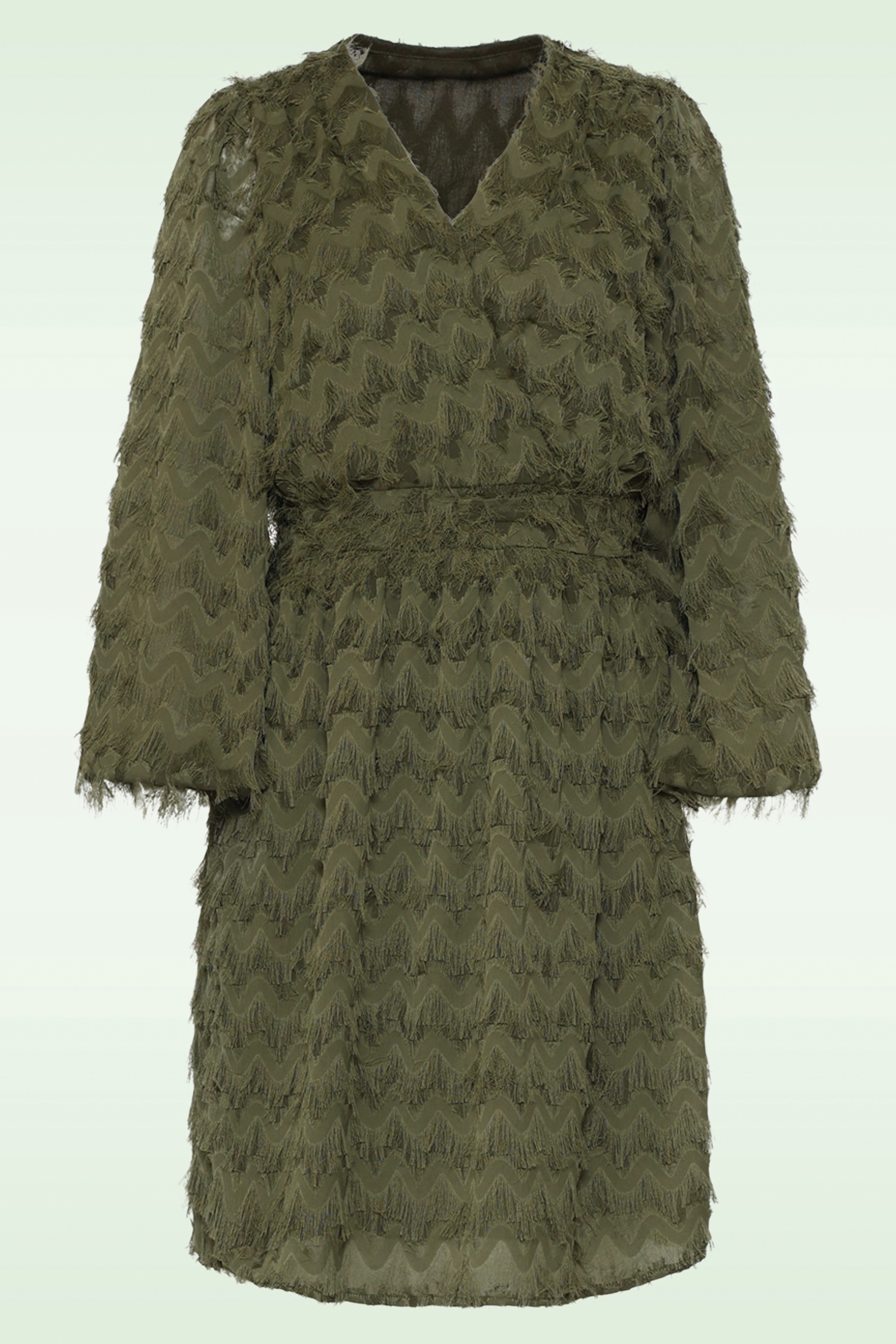 Smashed Lemon - Mila Fringe Festliches Kleid in Armygrün 2