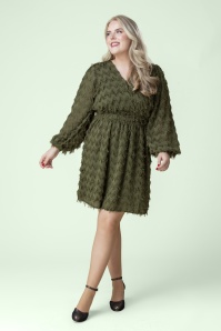 Smashed Lemon - Mila Fringe Festliches Kleid in Armygrün