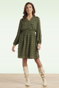 Smashed Lemon - Mila Fringe Festliches Kleid in Armygrün 3