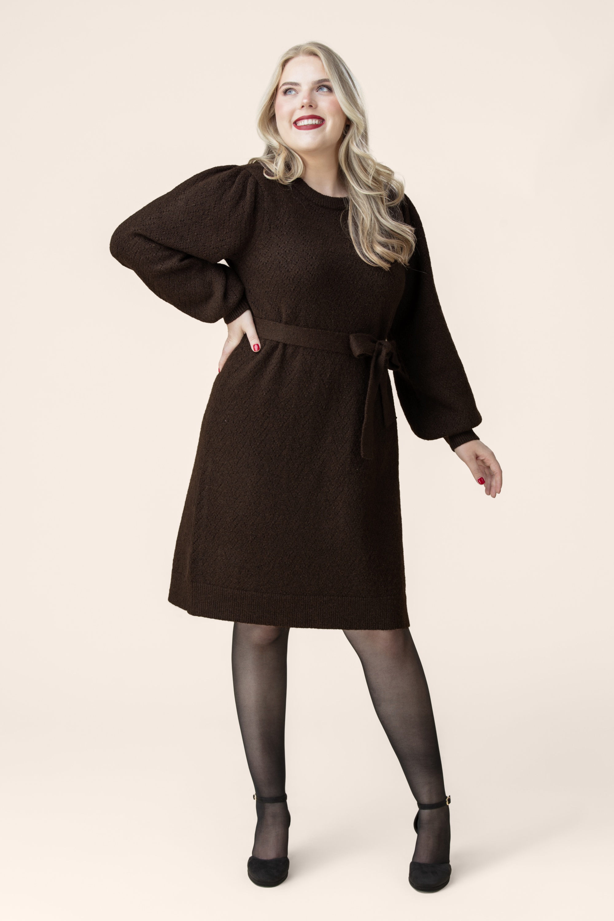 Smashed Lemon - Robe en maille Autumn Hug en marron