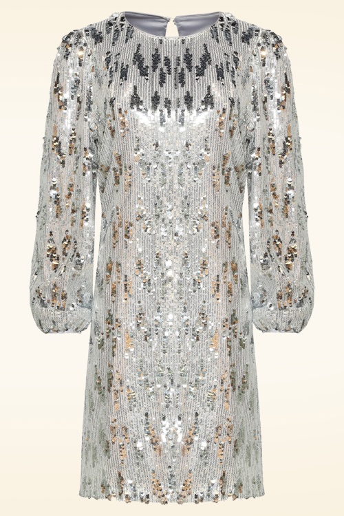 Smashed Lemon - Celeste Midnight Disco Dress in Silver 2