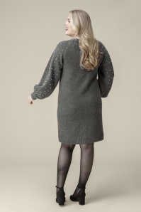 Smashed Lemon - Pearl Crush Knitted Dress in Grey 3