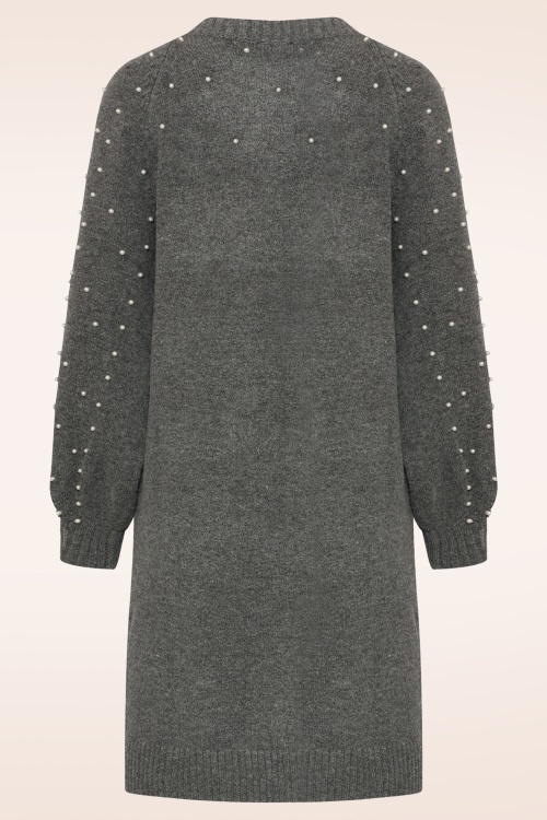 Smashed Lemon - Pearl Crush Knitted Dress in Grey 4