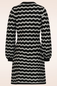 Smashed Lemon - City Lights Zig Zag Knit Dress in Black and Silver 4