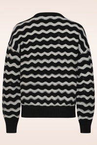 Smashed Lemon - City Lights Zig Zag Knitted Sweater in Black and Silver 4