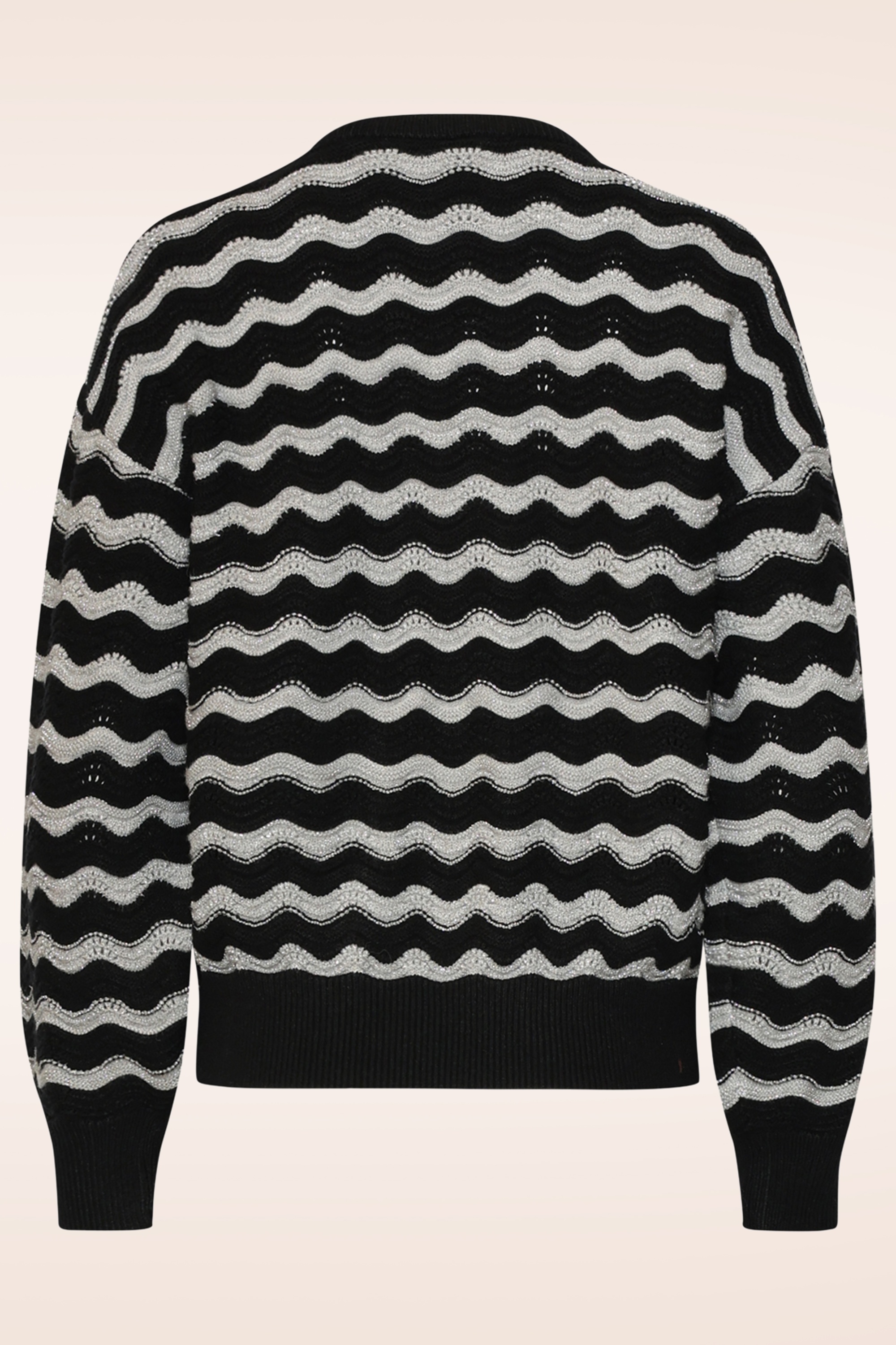 Smashed Lemon - City Lights Zig Zag Knitted Sweater in Black and Silver 4