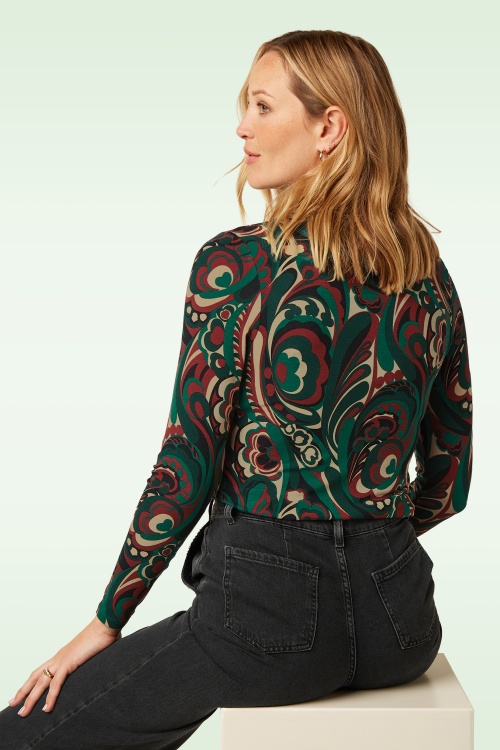 King Louie - Rollneck Maude Top in Botanical Green 3