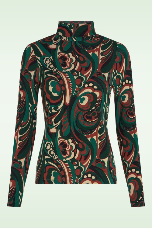 King Louie - Rollneck Maude Top in Botanical Green 2