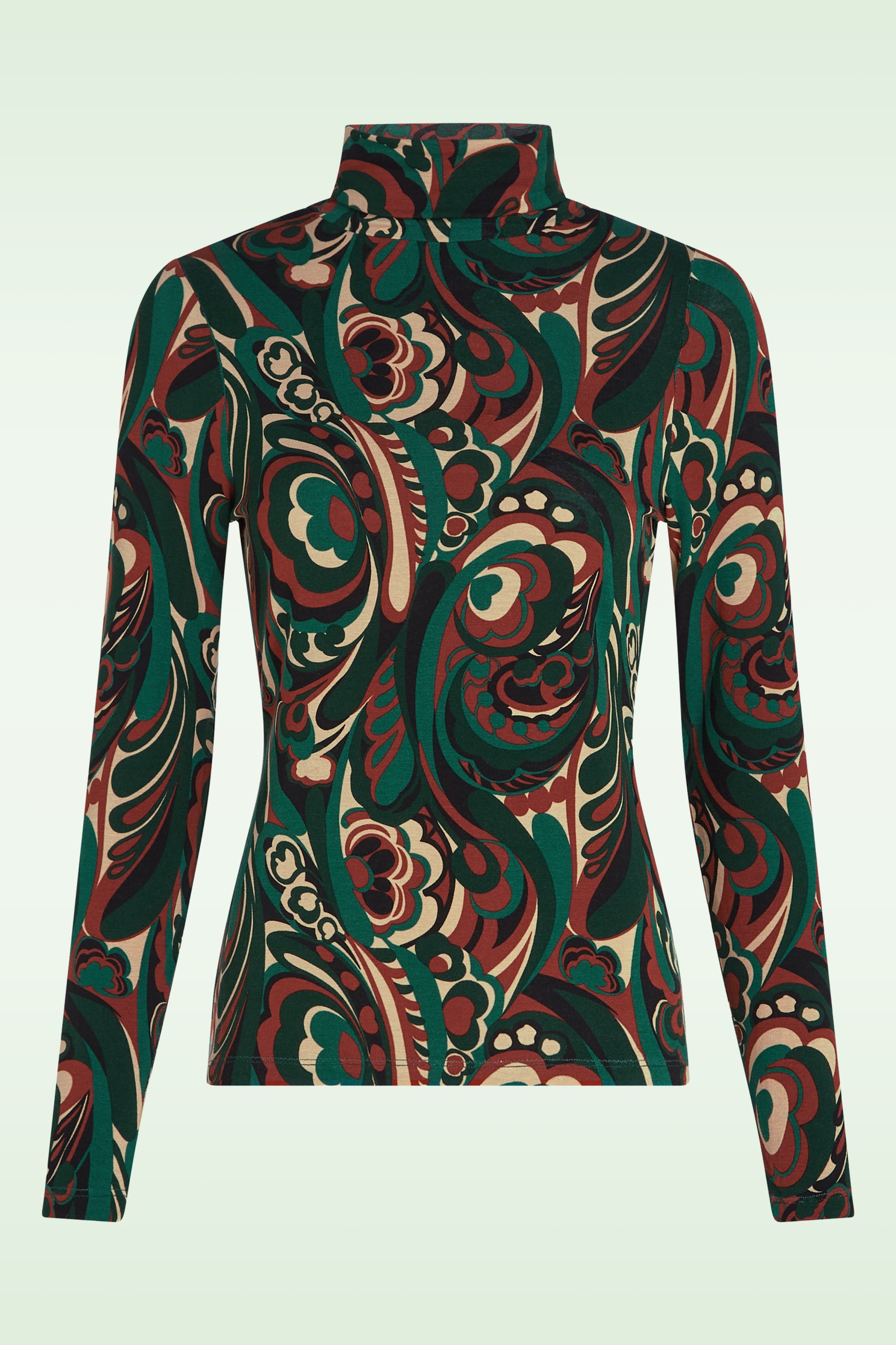 King Louie - Rollneck Maude Top in Botanical Green 2