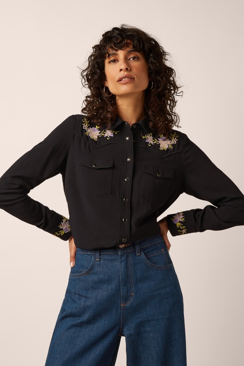 King Louie - Western Rosetta Embroidery blouse in porto rood