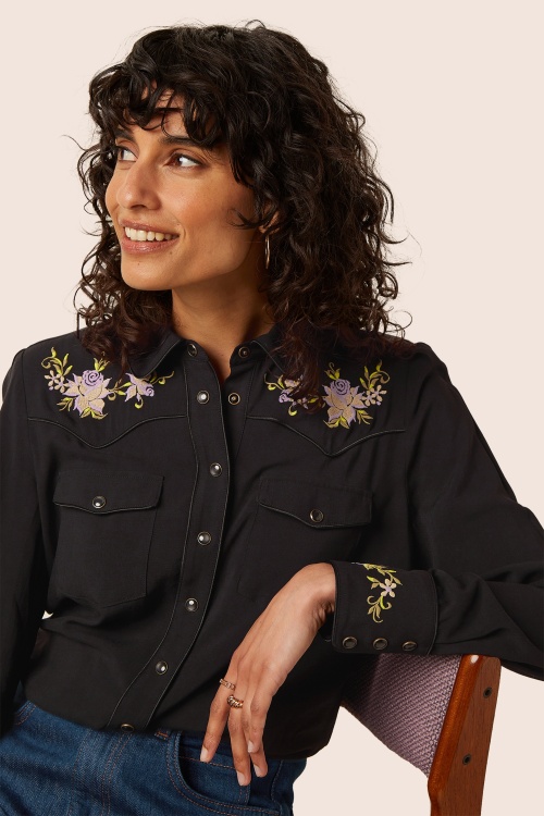 King Louie - Western Rosetta Embroidery blouse in zwart 3