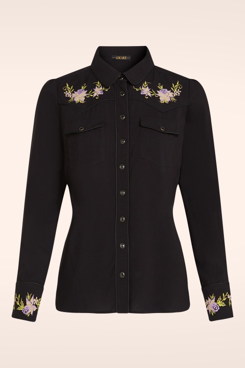 King Louie - Western Rosetta Embroidery blouse in zwart 2