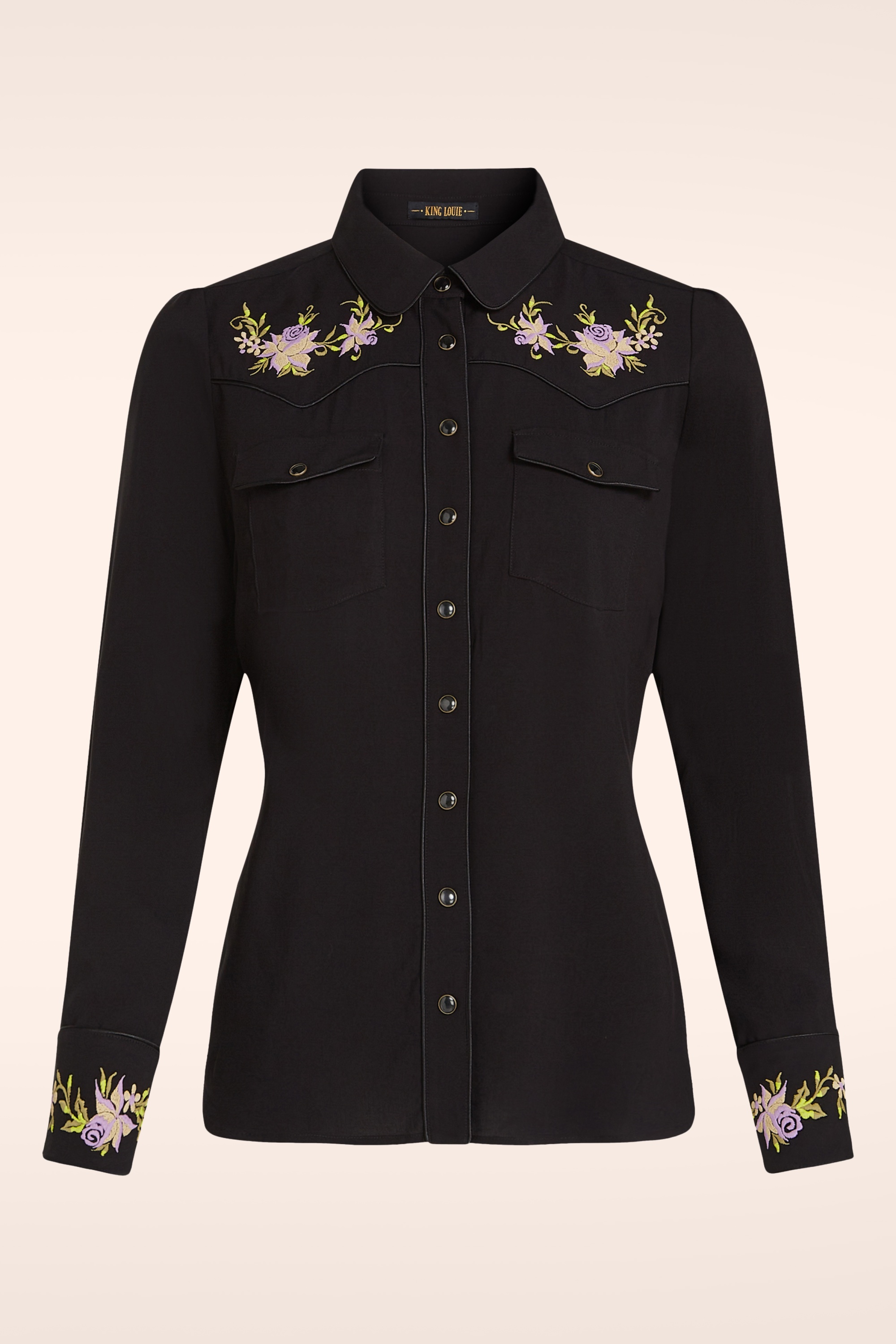 King Louie - Western Rosetta Embroidery blouse in zwart 2