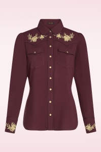 King Louie - Western Rosetta Embroidery blouse in porto rood 3