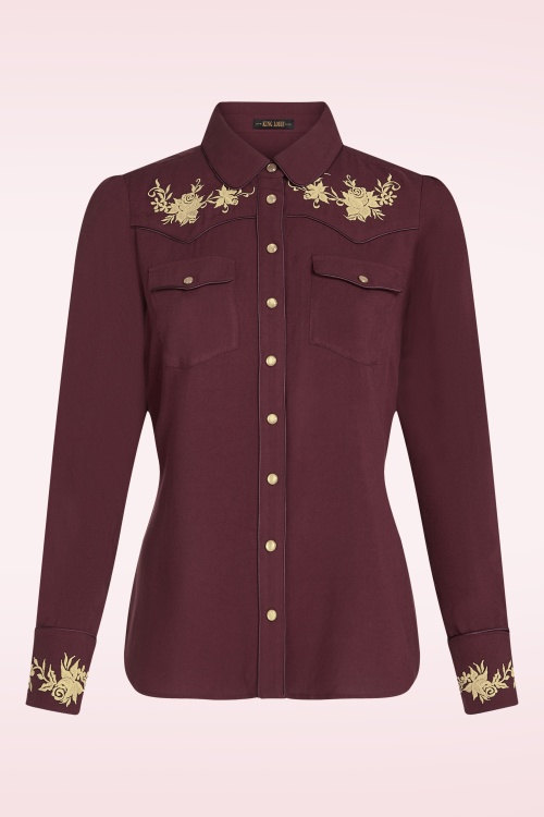 King Louie - Western Rosetta Embroidery blouse in porto rood 3