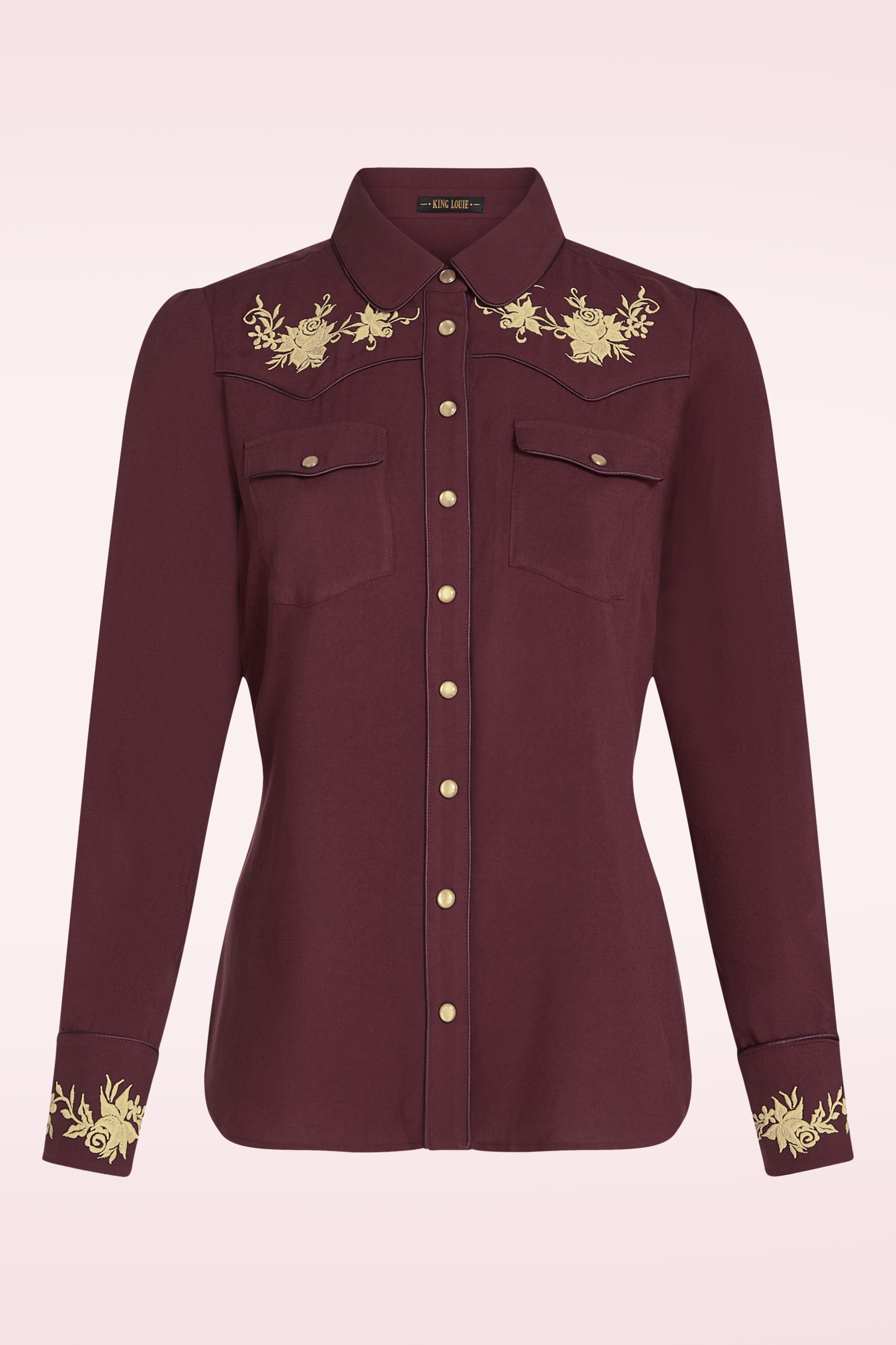 King Louie - Western Rosetta Embroidery blouse in porto rood 3