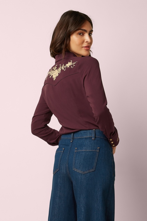 King Louie - Western Rosetta Embroidery blouse in porto rood 2