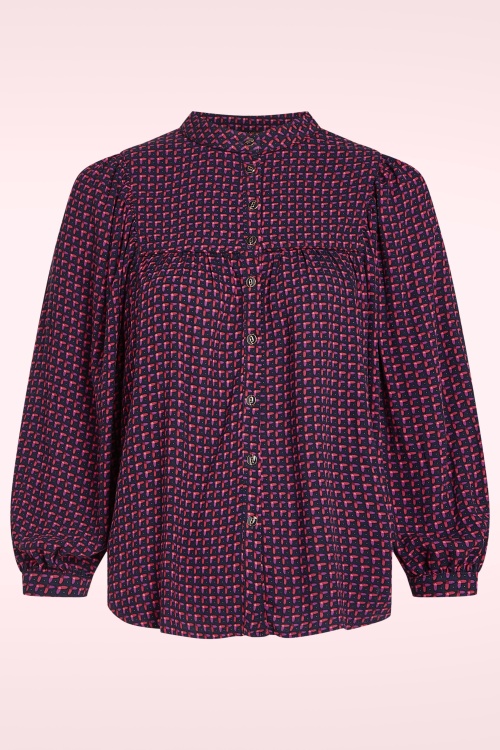 King Louie - Leslie Chartre blouse in avondblauw 2