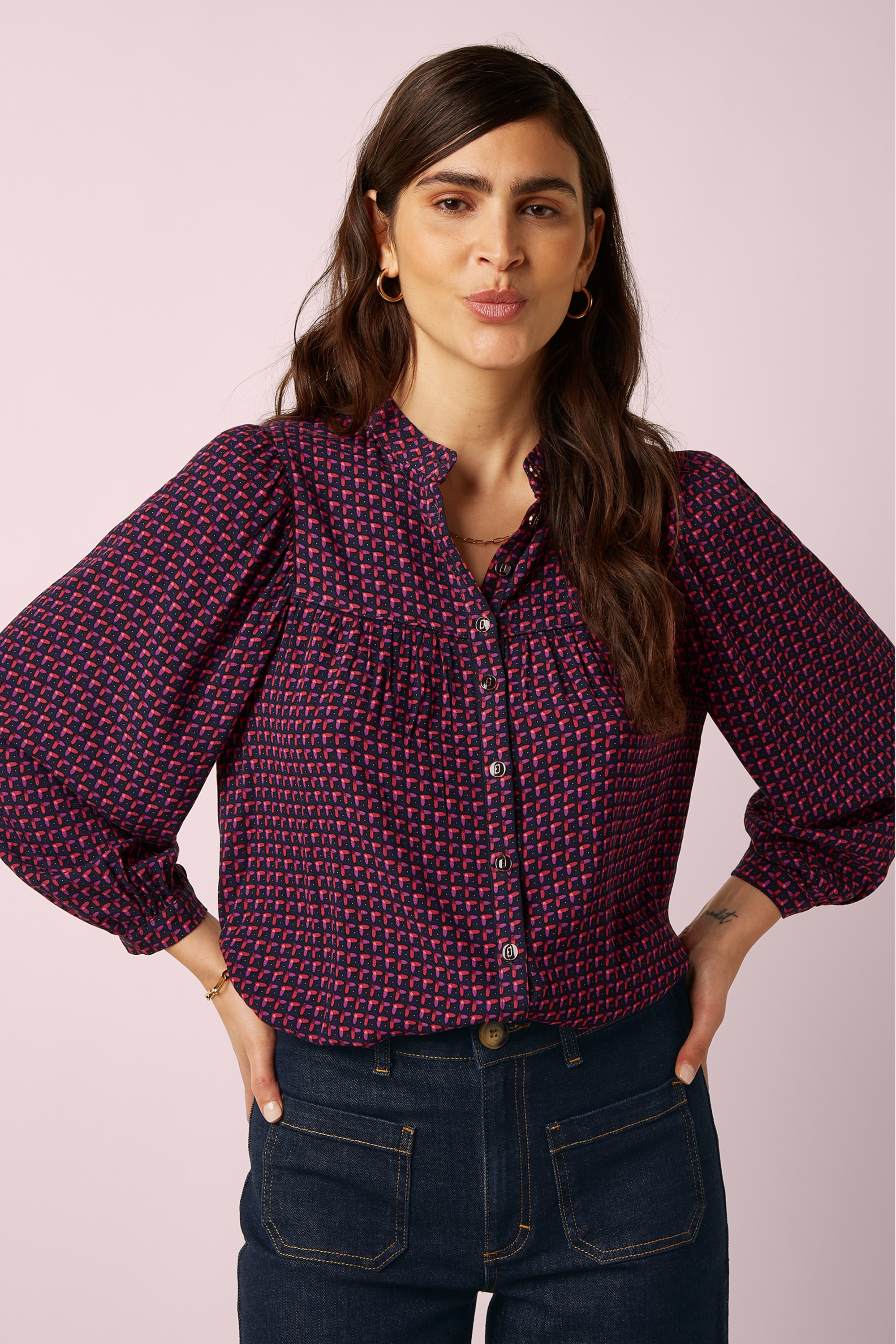 King Louie - Leslie Chartre blouse in avondblauw