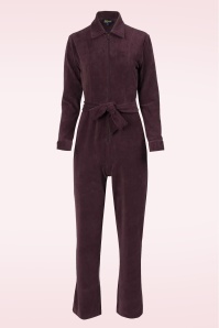 LaLamour - Ginger Rib Velour jumpsuit in vijg 2