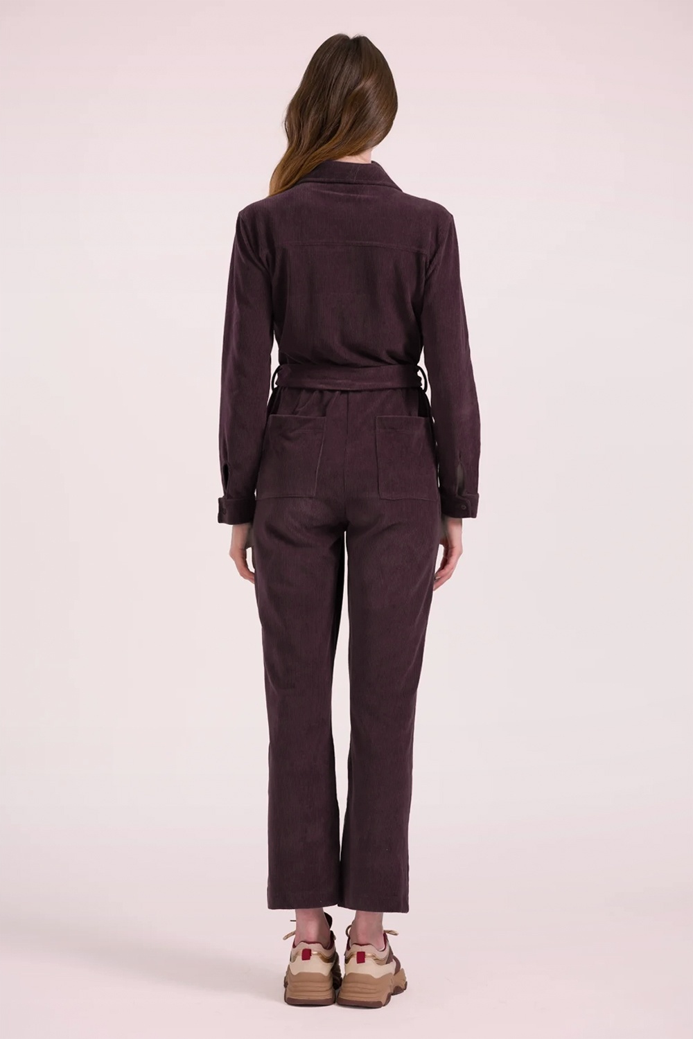 LaLamour - Ginger Rib Velour jumpsuit in vijg 4