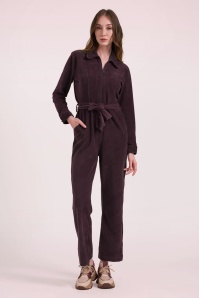 LaLamour - Ginger Rib Velour jumpsuit in vijg