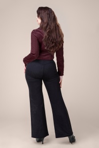 Topvintage Boutique Collection - Topvintage exclusive ~ Ebony corduroy broek in zwart 3